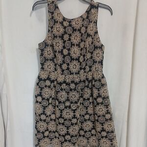 Everleigh Black and Cream With A Gold Shimmer Floral Mini Dress